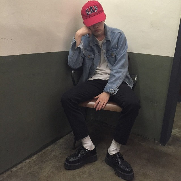 Vintage Korean rugged old-school denim coat