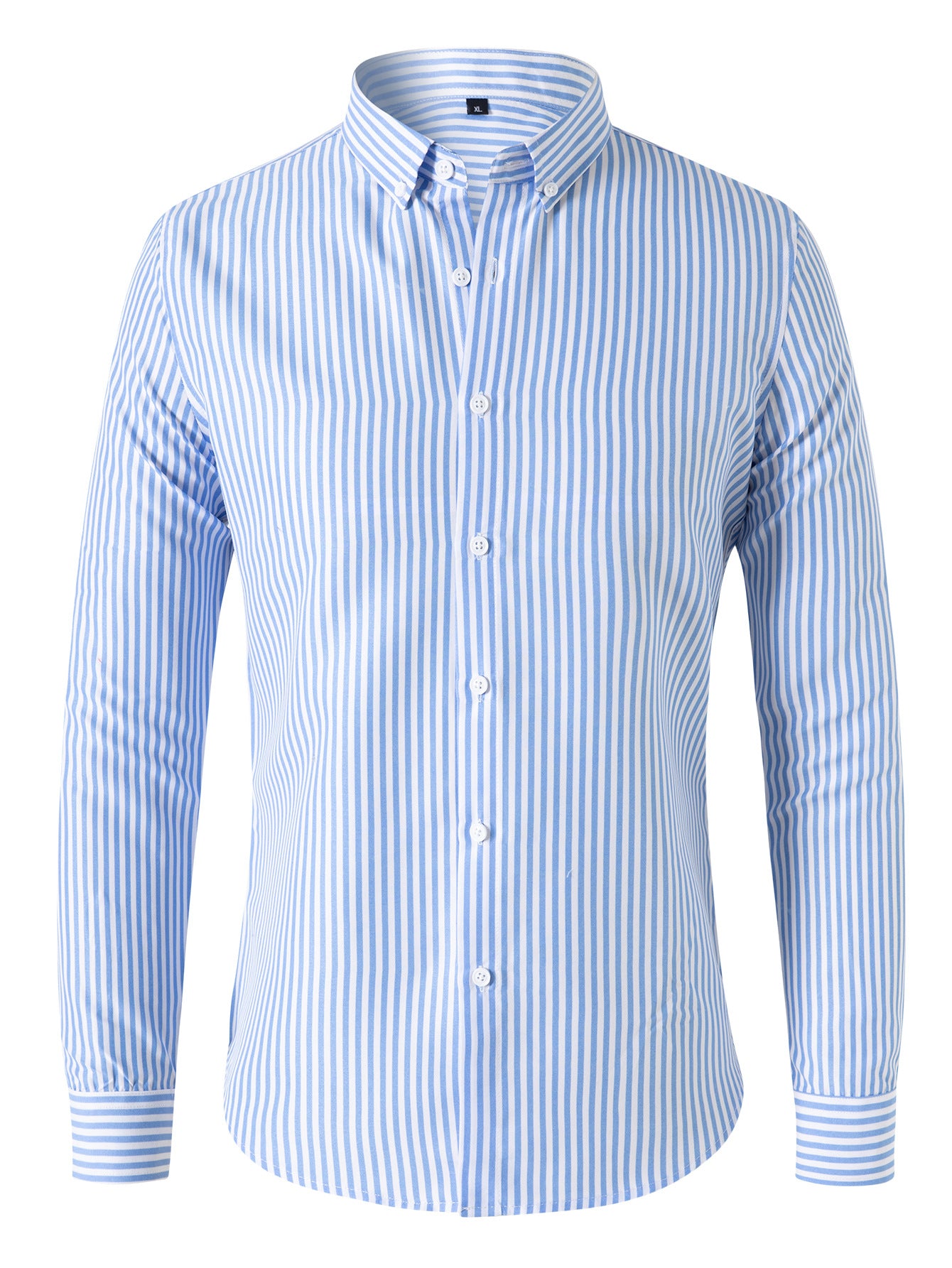 Trendy Striped Long Sleeve Top for Men Light Blue XXL
