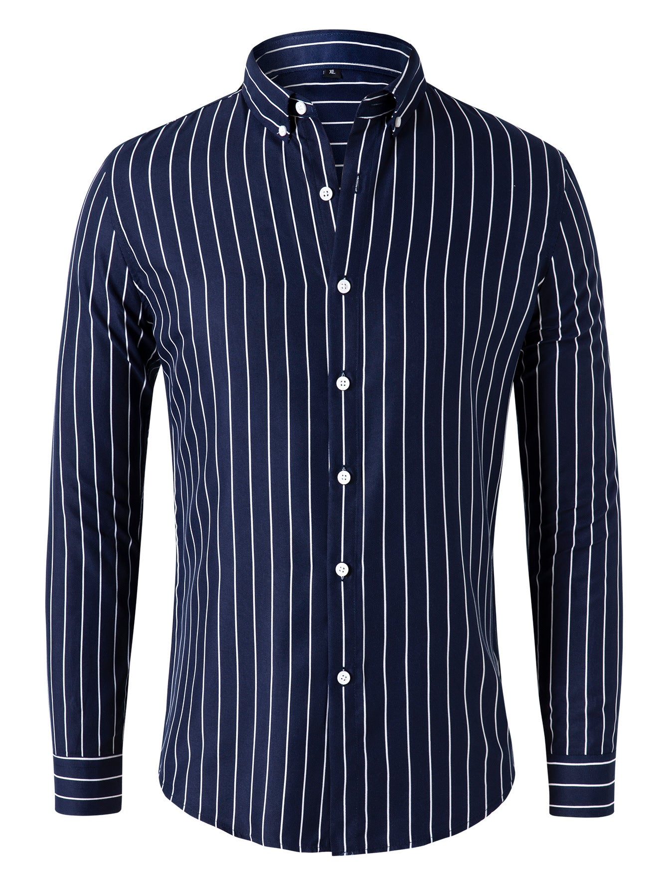 Trendy Striped Long Sleeve Top for Men Navy Blue XXXXL