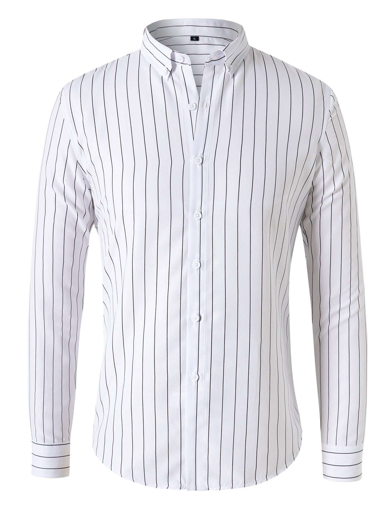 Trendy Striped Long Sleeve Top for Men White XXL