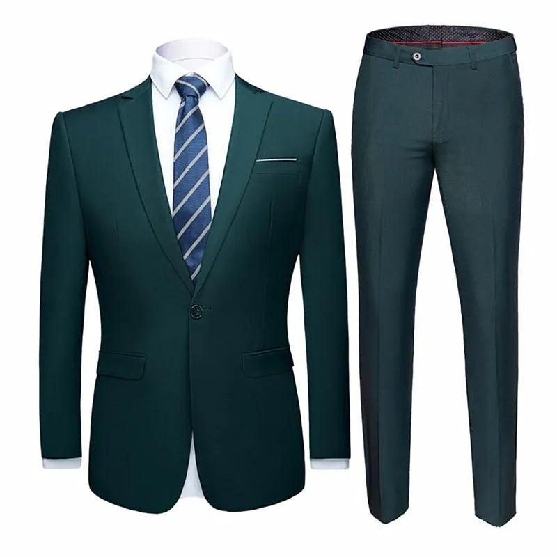 Single Tone Matching Big & Tall Gentleman's Outfit Dark green 3XL