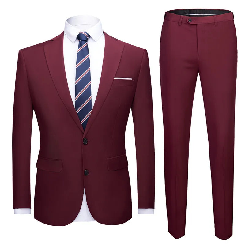 Single Tone Matching Big & Tall Gentleman's Outfit wine red 3XL