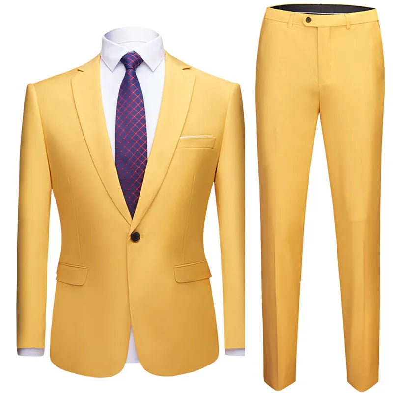 Single Tone Matching Big & Tall Gentleman's Outfit yellow S