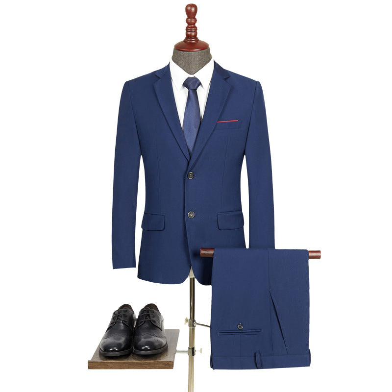 Men's Stylish Office Two-Piece Outfit Large Size Professional Attire for Men Navy Blue 4XL