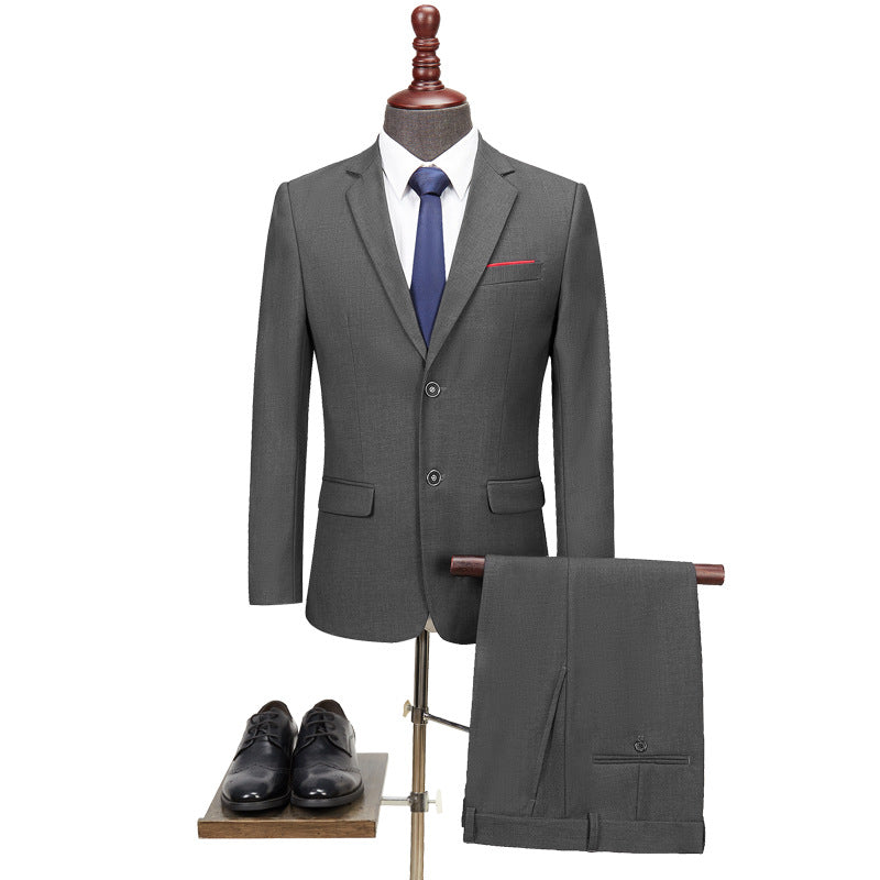 Men's Stylish Office Two-Piece Outfit Large Size Professional Attire for Men Gray L