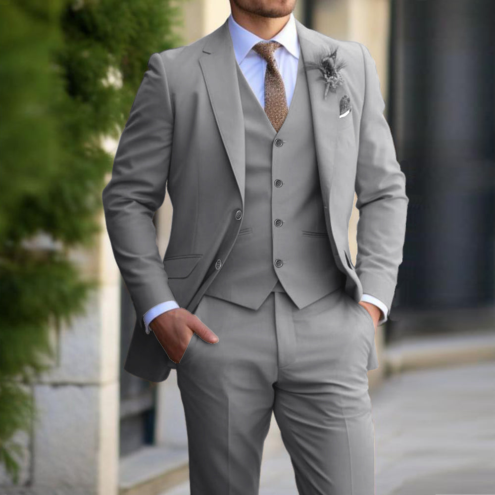 Stylish Men's Relaxed Formal Attire Grey M