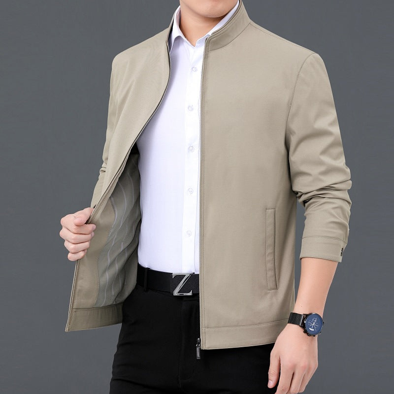Gentleman's Smart Casual Coat Apparel For Mature Fathers 2086 Khaki Stand Up Collar 195