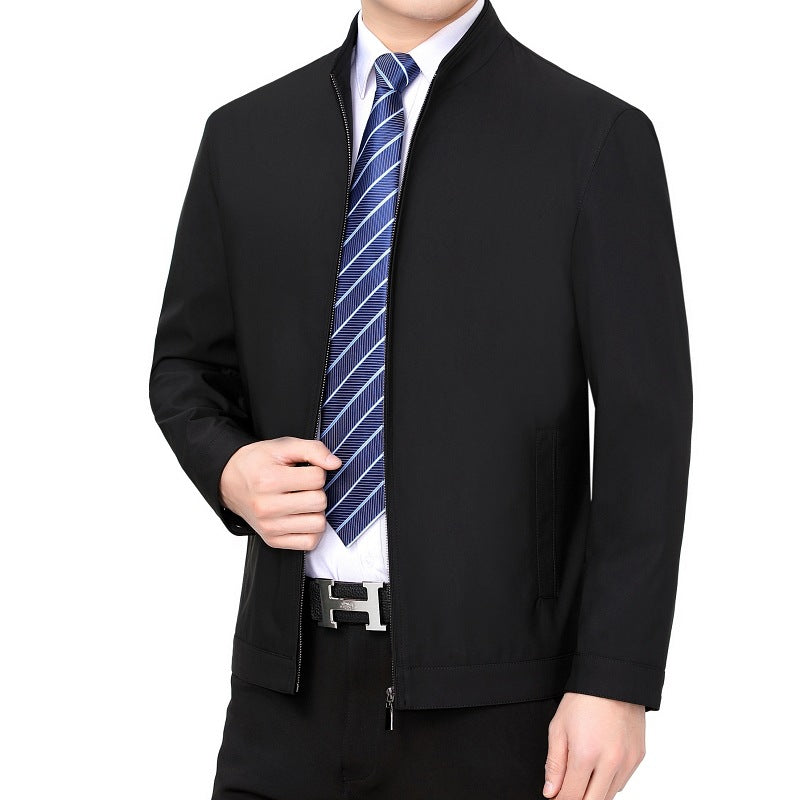 Gentleman's Smart Casual Coat Apparel For Mature Fathers 2086 Black Stand Up Collar 180