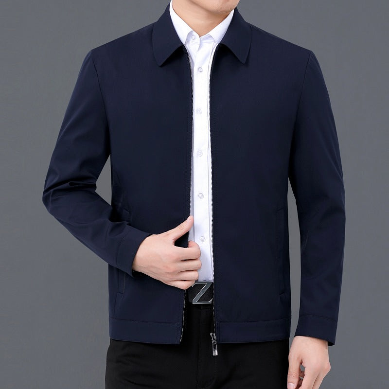 Gentleman's Smart Casual Coat Apparel For Mature Fathers 2088 Dark Blue Lapel 195