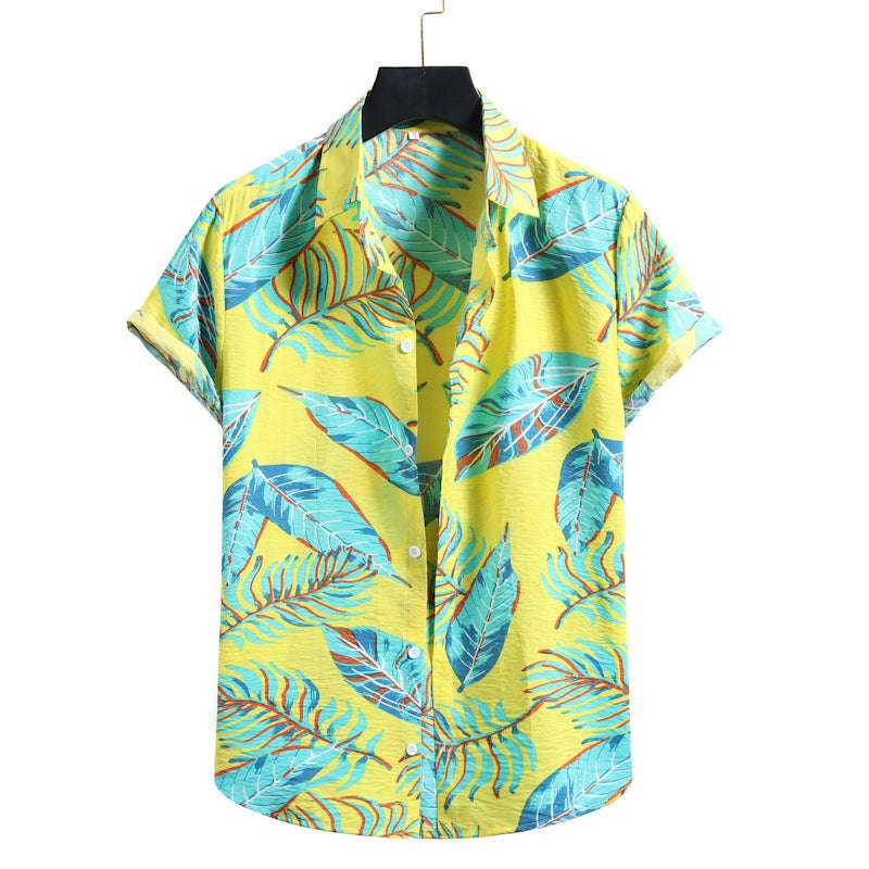 Fresh Seasonal Men's Short Sleeve Floral Print Tropical Shirt