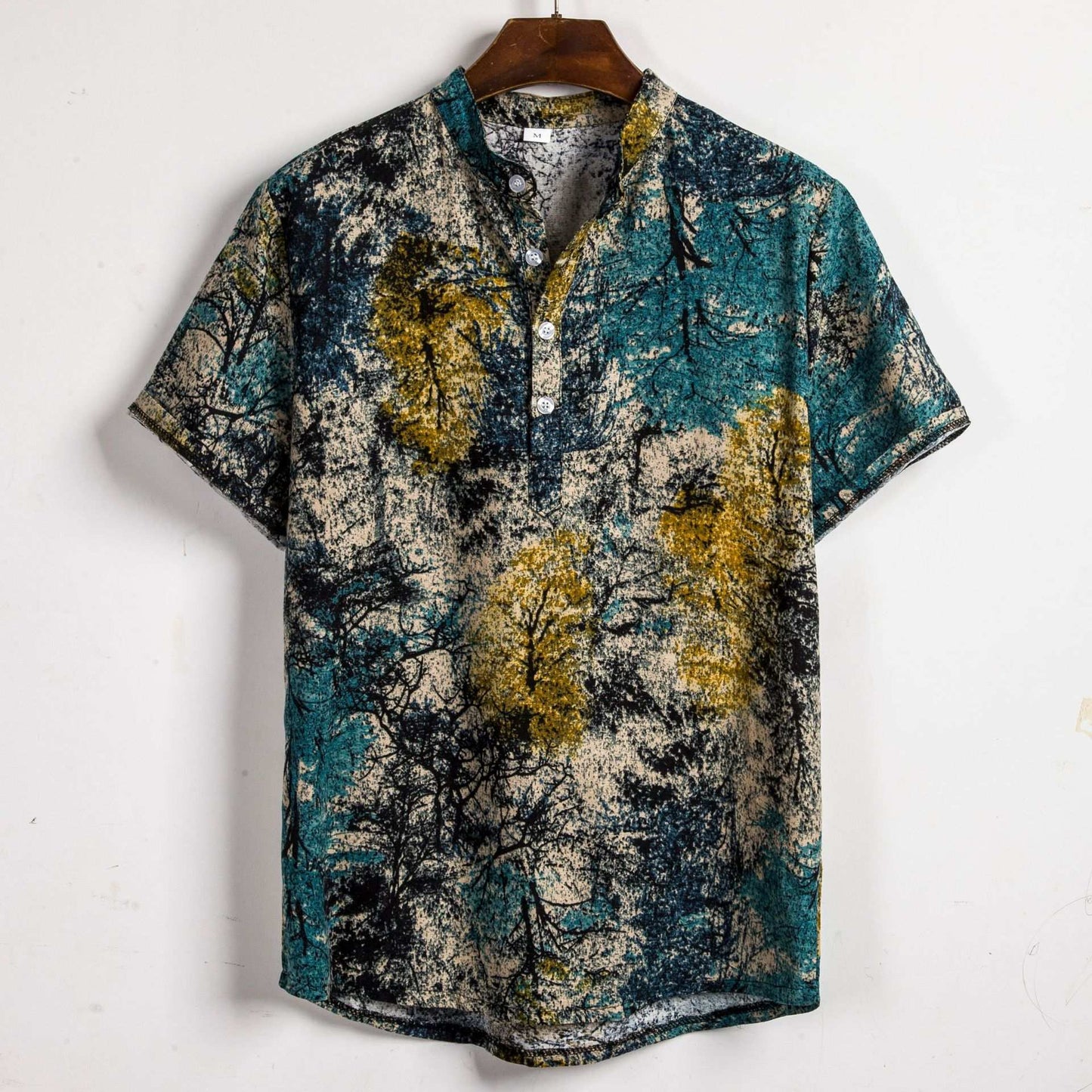 Floral Print Men's Short Sleeve Top Picture color L