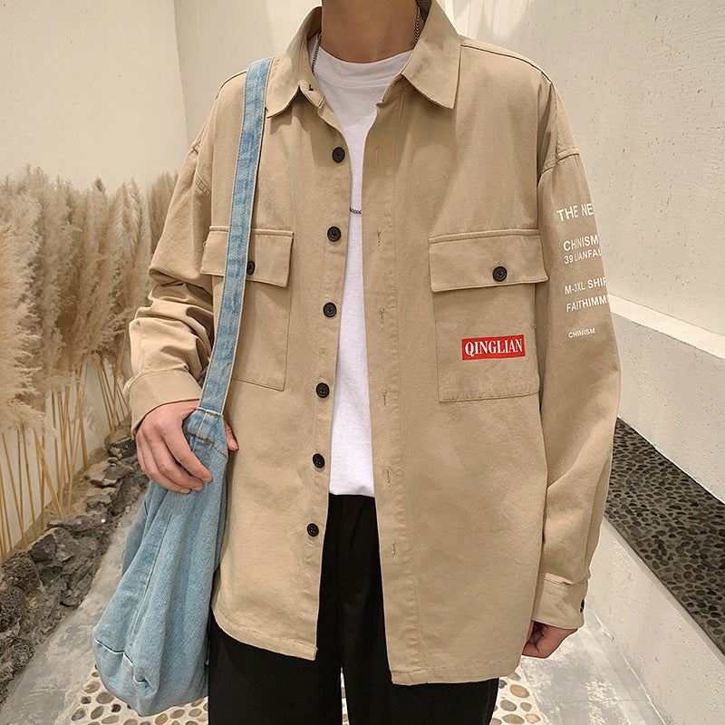 Casual long sleeve top for men Khaki XL