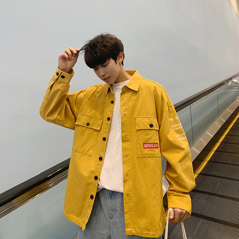 Casual long sleeve top for men Yellow M