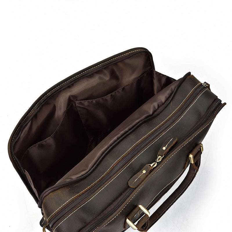 Vintage Distressed Leather Messenger Briefcase for Professionals