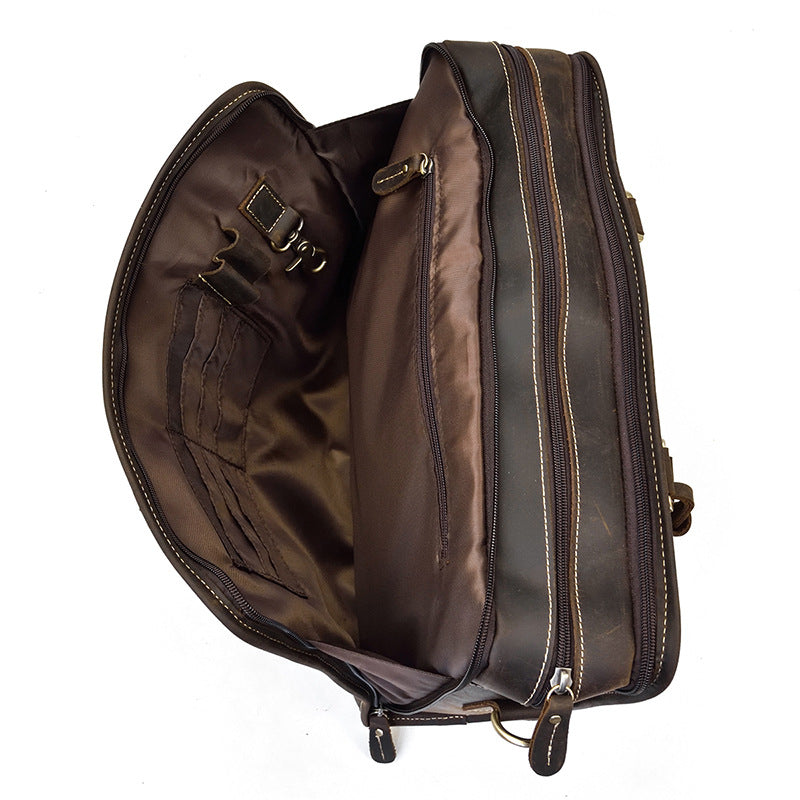 Vintage Distressed Leather Messenger Briefcase for Professionals