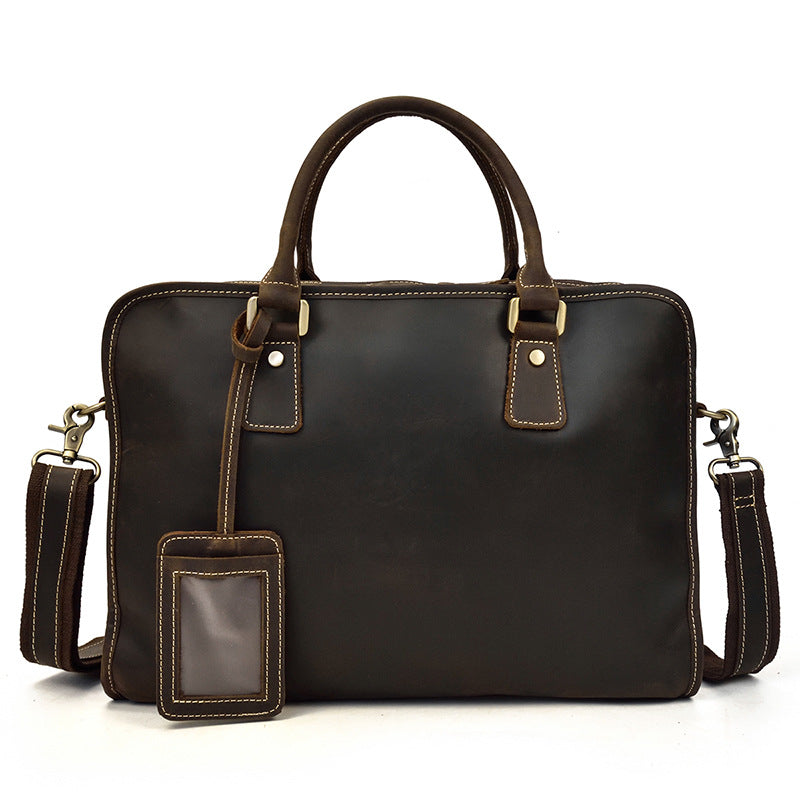 Vintage Distressed Leather Messenger Briefcase for Professionals