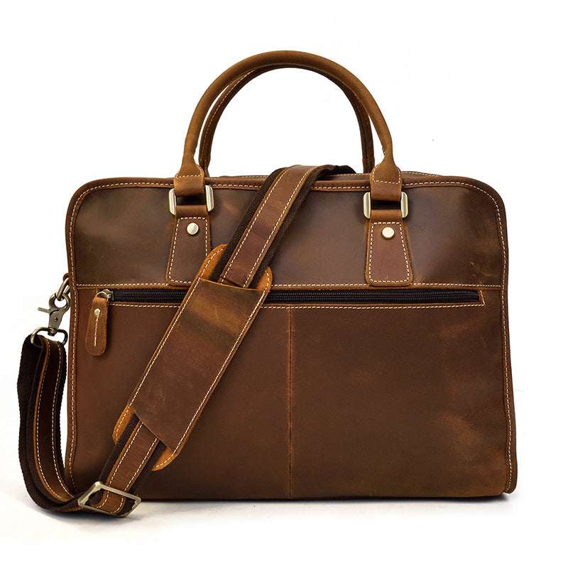 Vintage Distressed Leather Messenger Briefcase for Professionals Brown