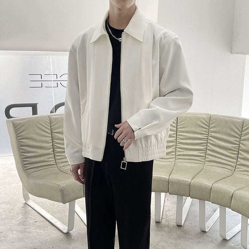 Simple White Men's Coat with Clean Style White M