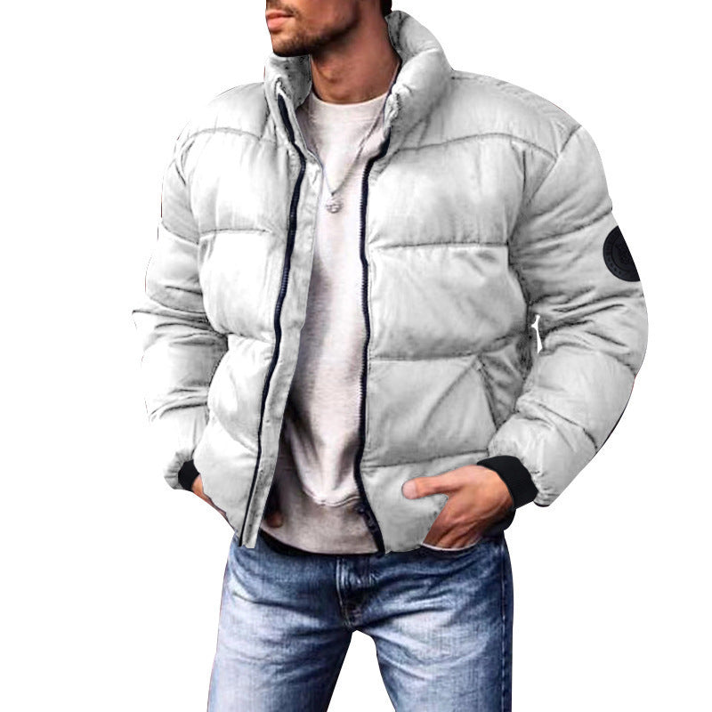 Padded Coat with High Neck Warm Winter Jacket for Men Grey XXXXL