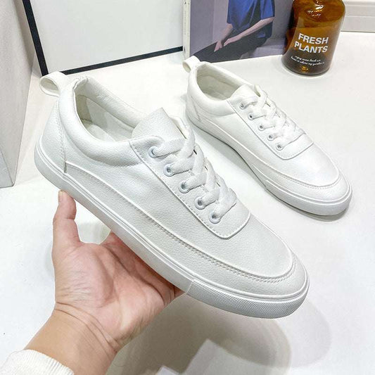 Men's Lightweight Sneakers All-Year Comfortable Youth Solid White