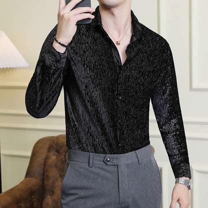 Stylish Modern Tailored Satin Top For Gentlemen Black 4XL