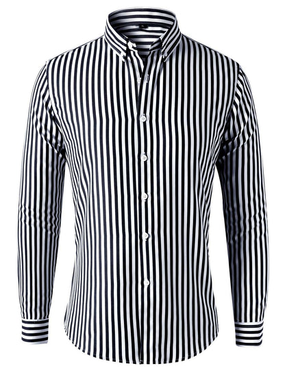 Trendy Striped Long Sleeve Top for Men Black XXXXL