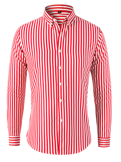 Trendy Striped Long Sleeve Top for Men Watermelon Red XXXXL