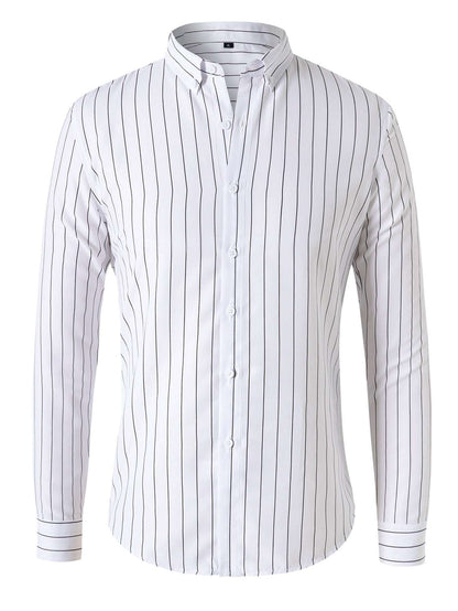 Trendy Striped Long Sleeve Top for Men White M