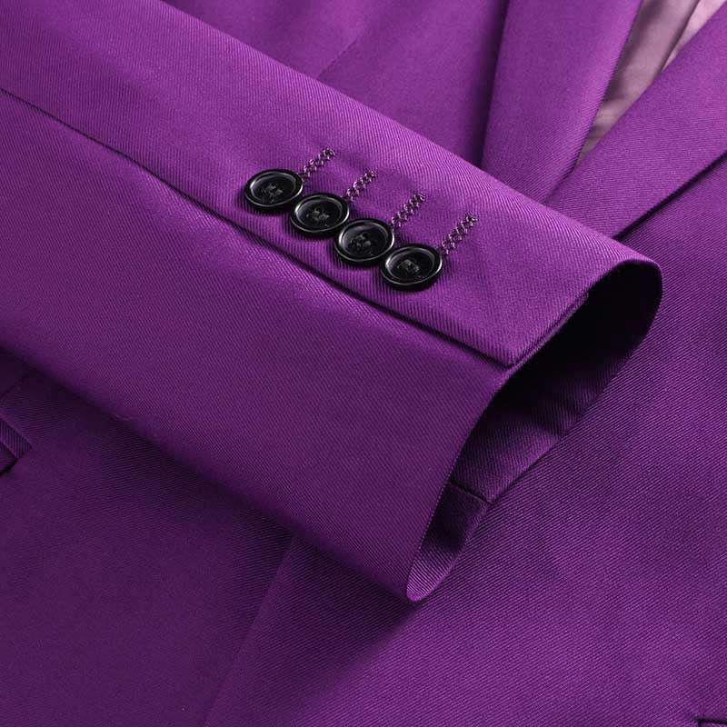 Elegant Men's Formal Three-piece Dinner Party Wedding Korean Slim Fit Solid Color Suit Set
