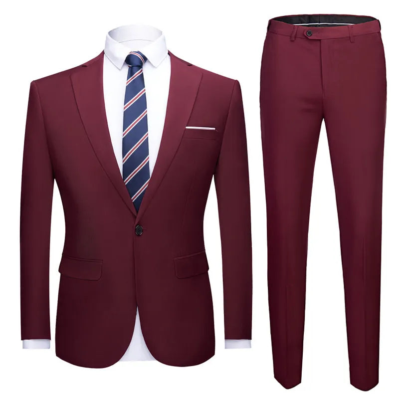 Single Tone Matching Big & Tall Gentleman's Outfit Red wine 2XL