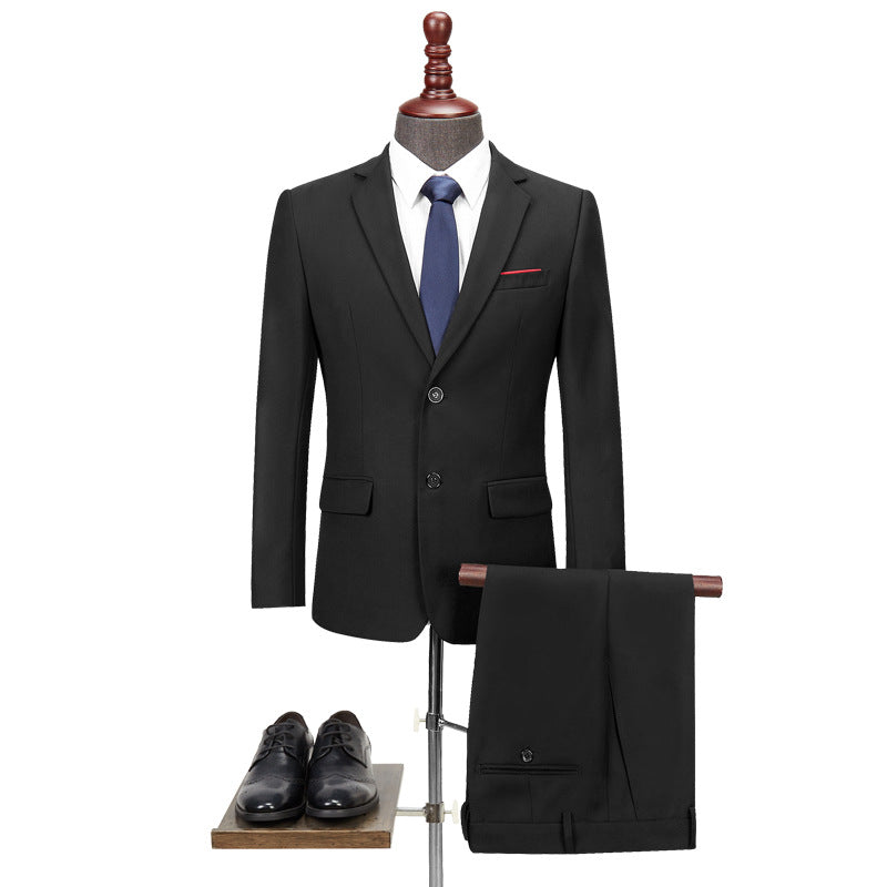 Men's Stylish Office Two-Piece Outfit Large Size Professional Attire for Men Black 3XL