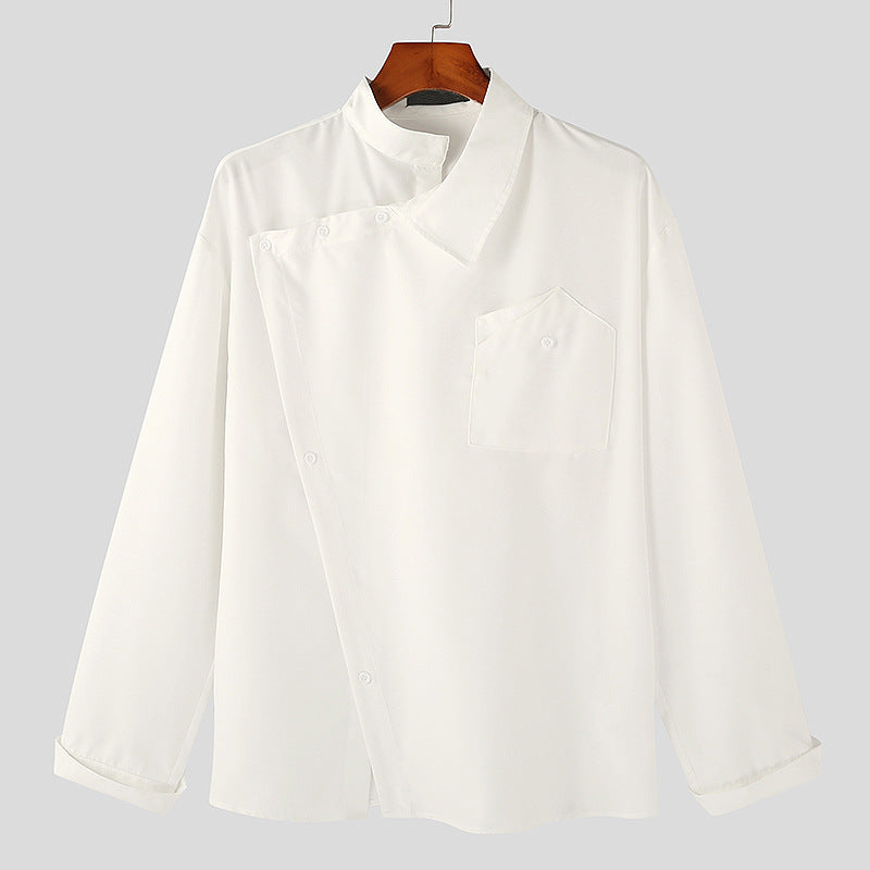 Casual Collar Blouse European Male Apparel White L