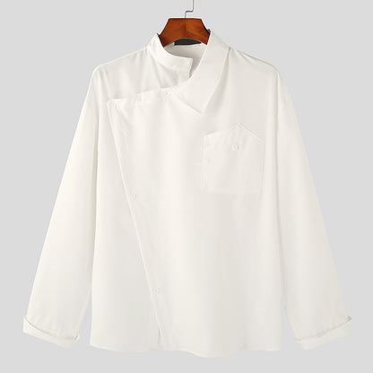 Casual Collar Blouse European Male Apparel White L