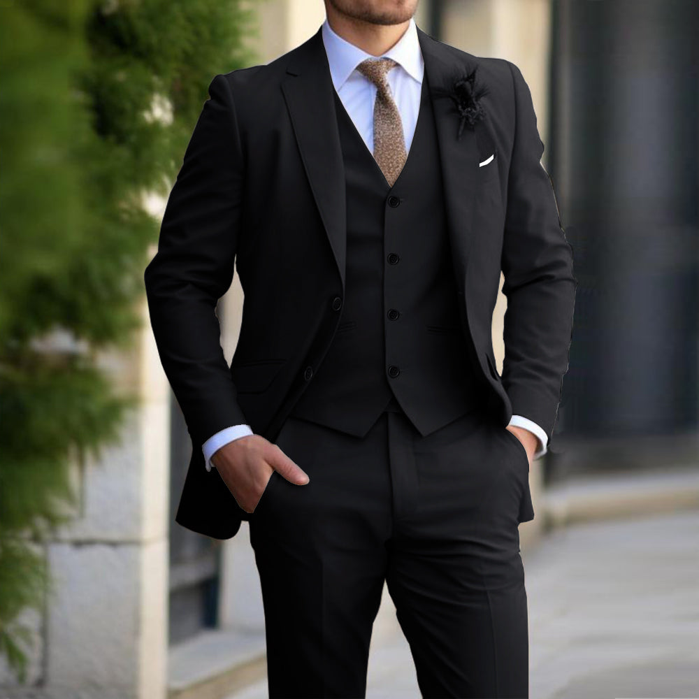 Stylish Men's Relaxed Formal Attire Black XS
