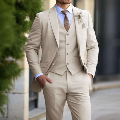 Stylish Men's Relaxed Formal Attire Beige M