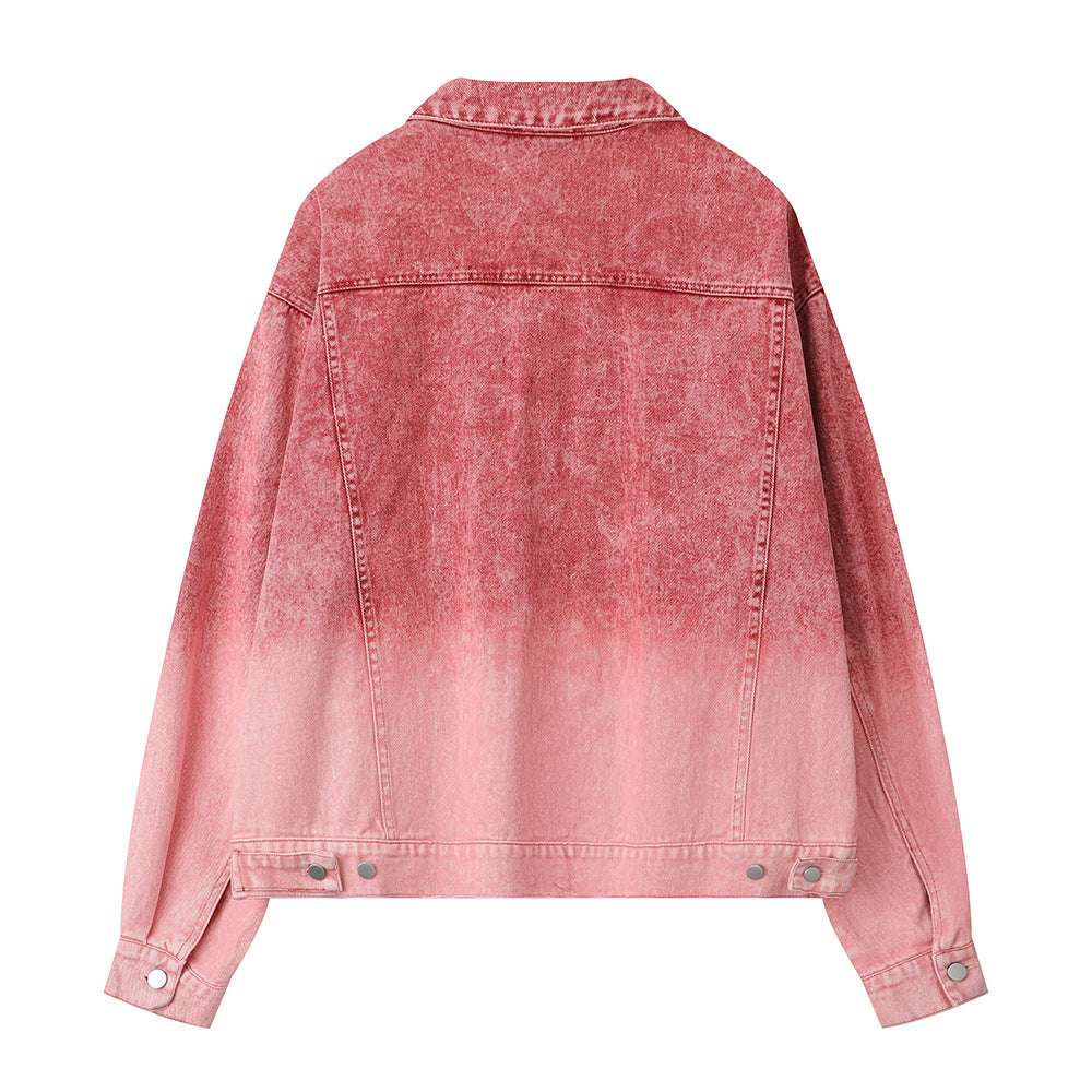 Faded Ombre Dip-Dyed Denim Coat