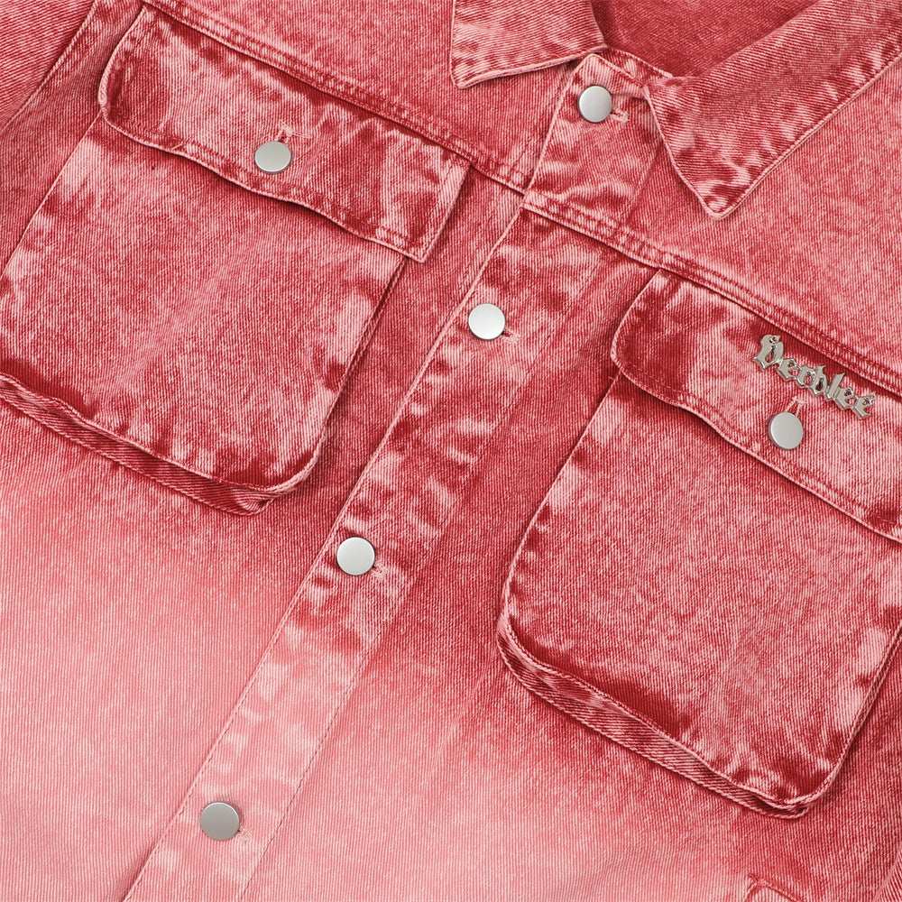 Faded Ombre Dip-Dyed Denim Coat