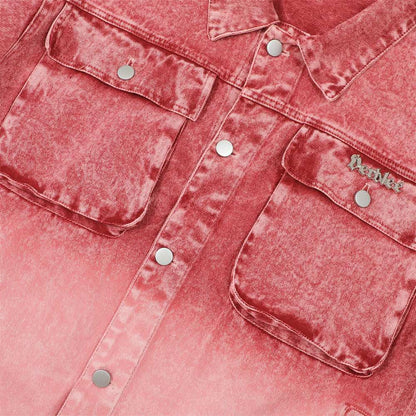 Faded Ombre Dip-Dyed Denim Coat