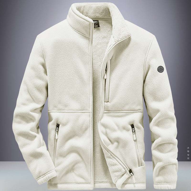 Men's Winter Fleece Hooded Coat for Outdoor Sports Casual Wear Thickened Warm Sweater Jacket in Plus Sizes