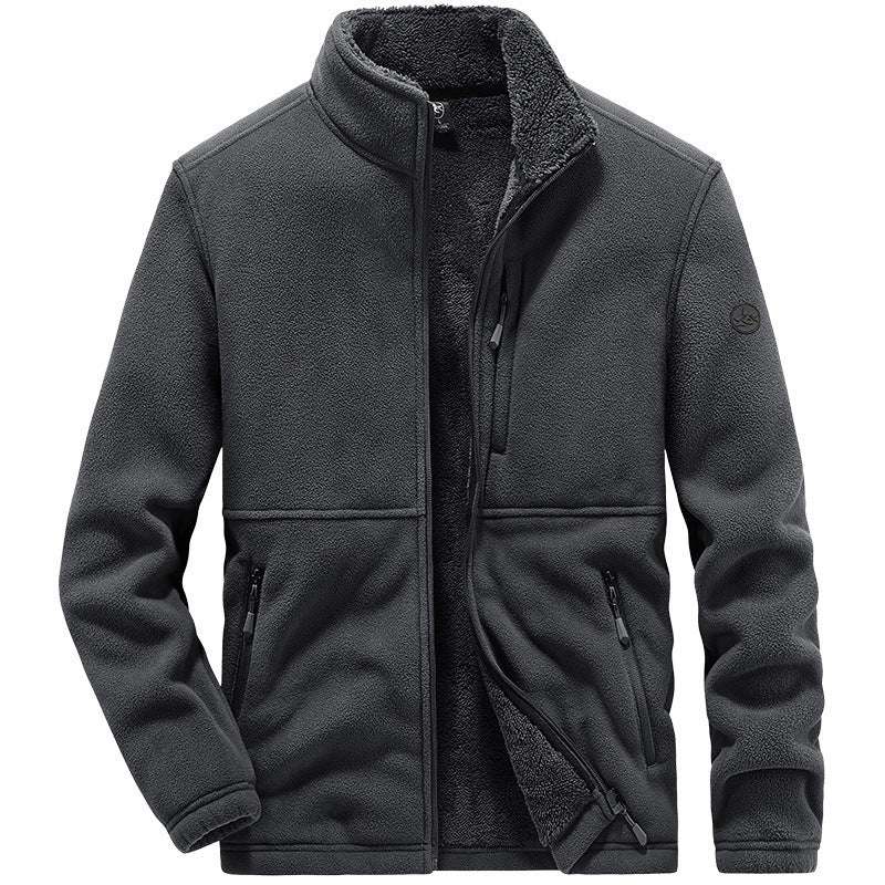 Men's Winter Fleece Hooded Coat for Outdoor Sports Casual Wear Thickened Warm Sweater Jacket in Plus Sizes