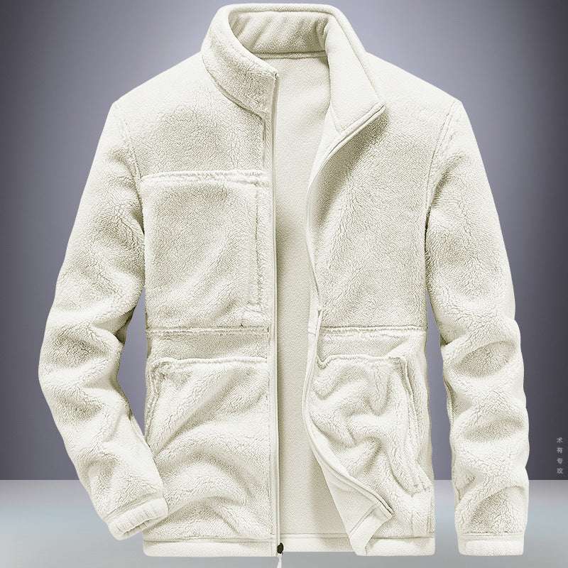 Men's Winter Fleece Hooded Coat for Outdoor Sports Casual Wear Thickened Warm Sweater Jacket in Plus Sizes