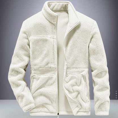 Men's Winter Fleece Hooded Coat for Outdoor Sports Casual Wear Thickened Warm Sweater Jacket in Plus Sizes