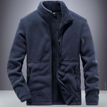 Men's Winter Fleece Hooded Coat for Outdoor Sports Casual Wear Thickened Warm Sweater Jacket in Plus Sizes Blue 6XL