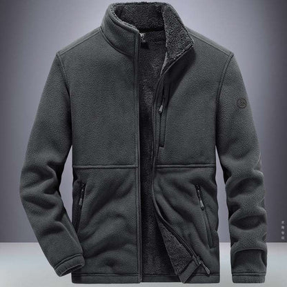 Men's Winter Fleece Hooded Coat for Outdoor Sports Casual Wear Thickened Warm Sweater Jacket in Plus Sizes Dark Gray 3XL