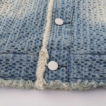 Distressed Frayed Edge Feline Whisker Jean Jacket