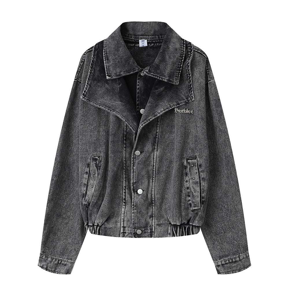 Urban Trend Double-Layer Faux Denim Coat Black L