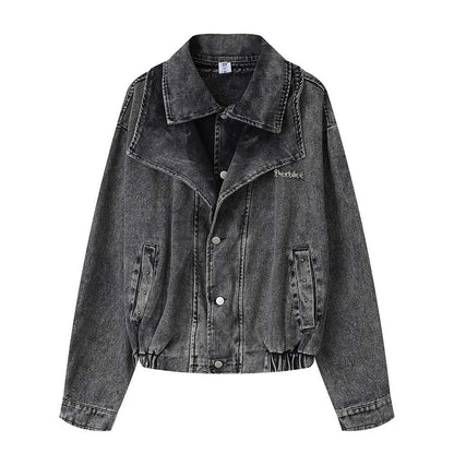 Urban Trend Double-Layer Faux Denim Coat Black L