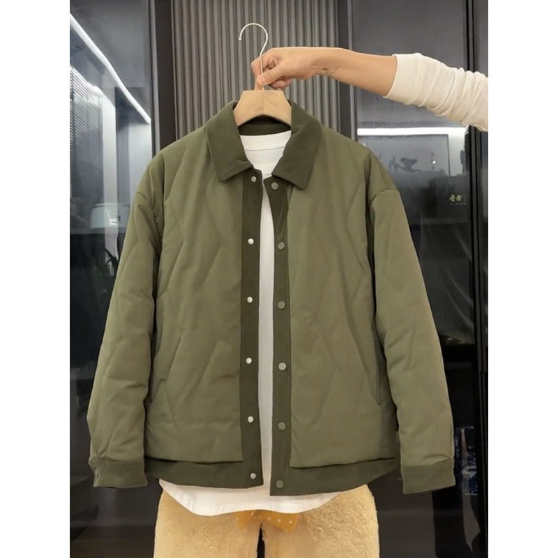 Stylish Men's Cold Weather Collar Contrast Casual Puffer Jacket
