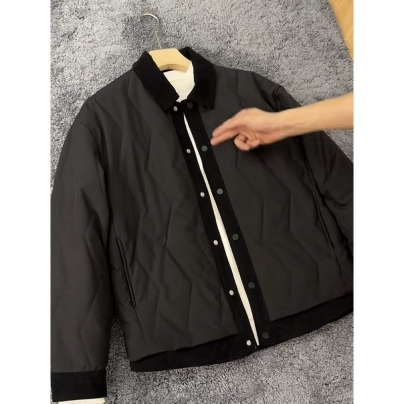 Stylish Men's Cold Weather Collar Contrast Casual Puffer Jacket