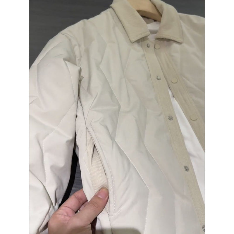 Stylish Men's Cold Weather Collar Contrast Casual Puffer Jacket